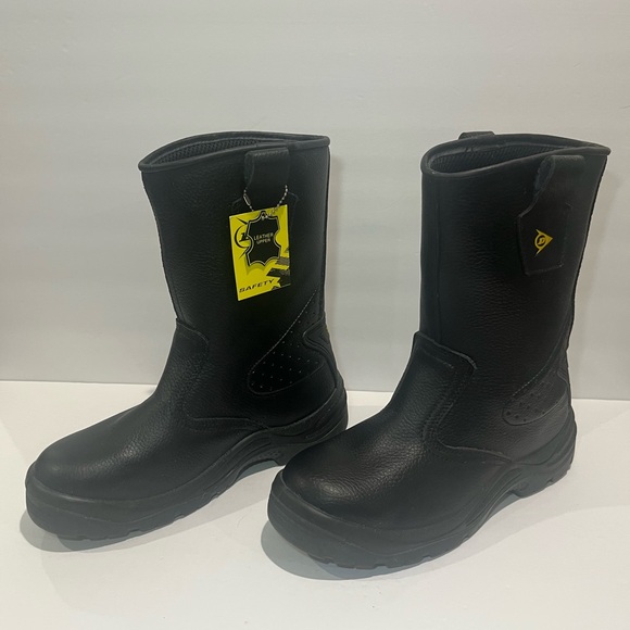 NWT Black Leather Steel Toe Work Boots - Picture 1 of 14
